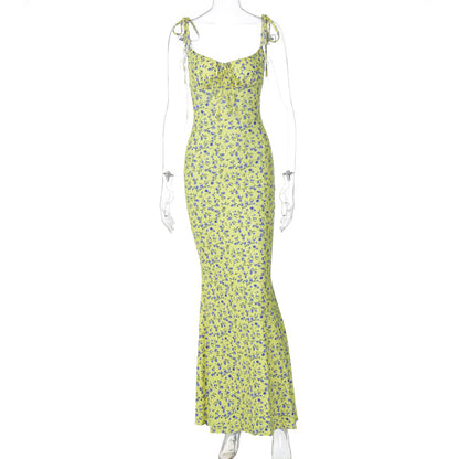 Small Floral Strap Large Swing Skirt