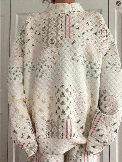 Christmas style loose high-neck two-piece set