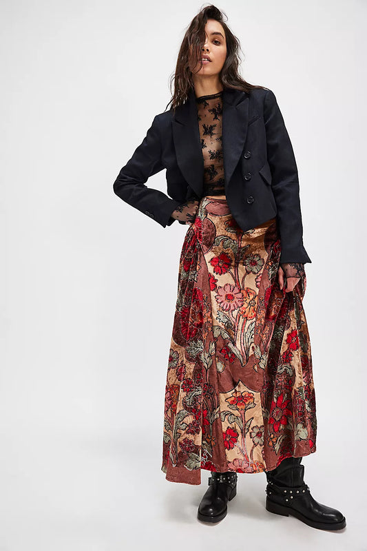Velvet Petals Maxi Skirt