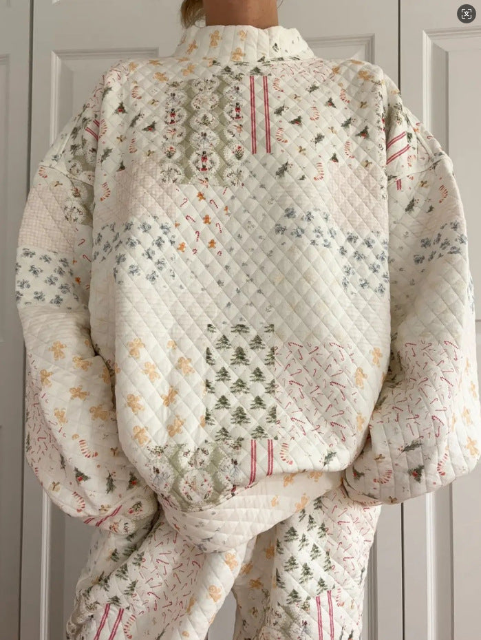 Christmas style loose high-neck two-piece set