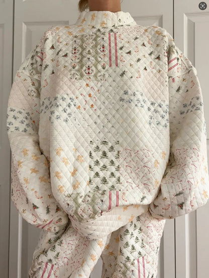 Christmas style loose high-neck two-piece set