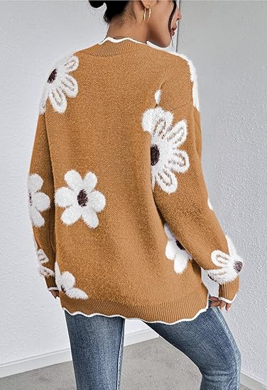 Women's Oversized V Neck Fuzzy Sweaters