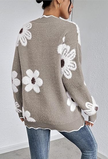 Women's Oversized V Neck Fuzzy Sweaters