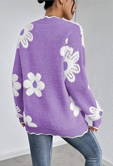 Women's Oversized V Neck Fuzzy Sweaters