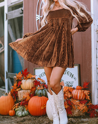 Tie-Back Square Neck Velvet Dress