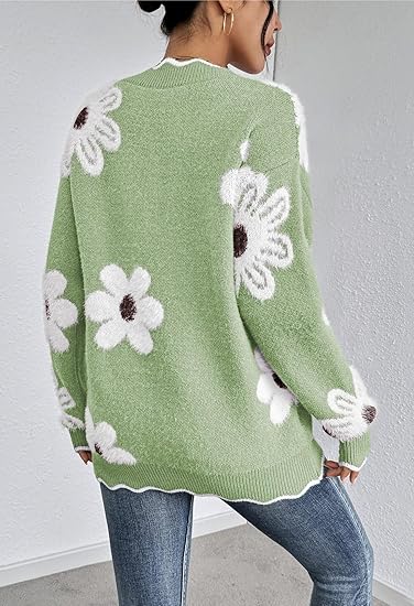 Women's Oversized V Neck Fuzzy Sweaters
