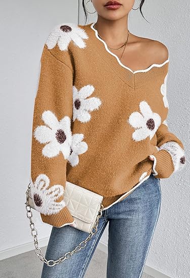 Women's Oversized V Neck Fuzzy Sweaters