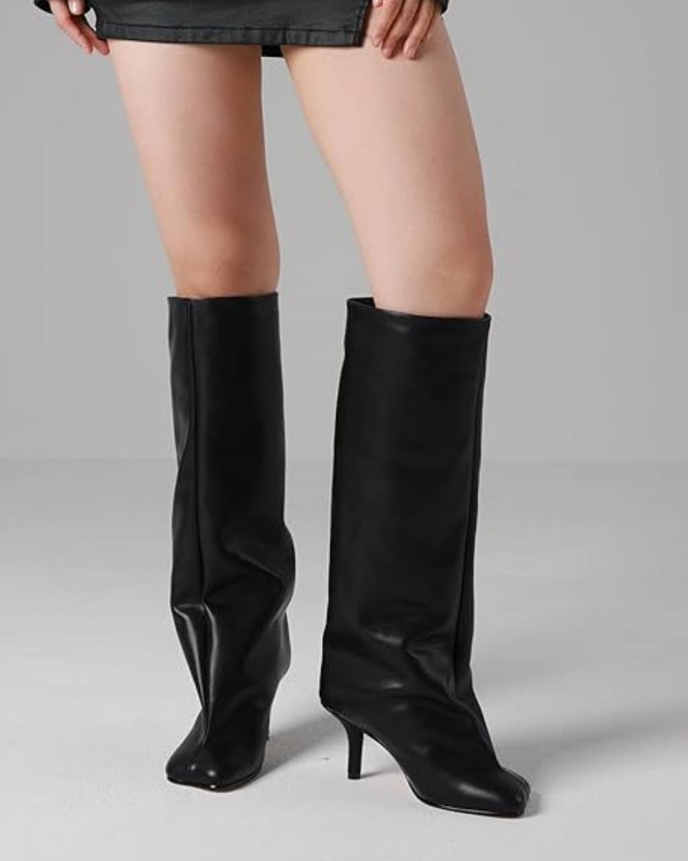 Women's Over-the-Knee Wide-Leg Square-Toe Stiletto High-Heeled Boots