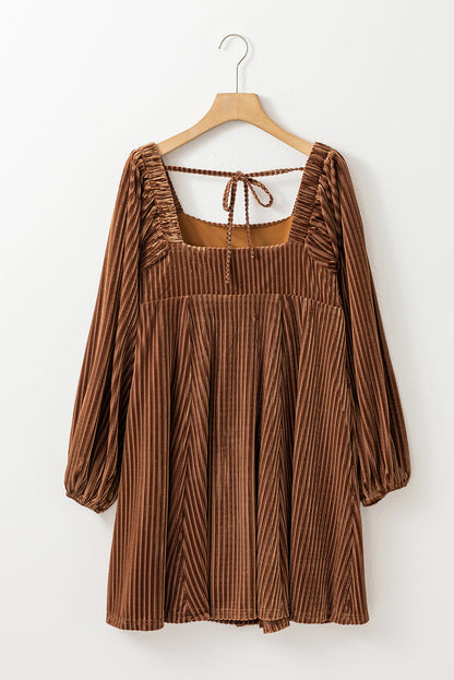 Tie-Back Square Neck Velvet Dress