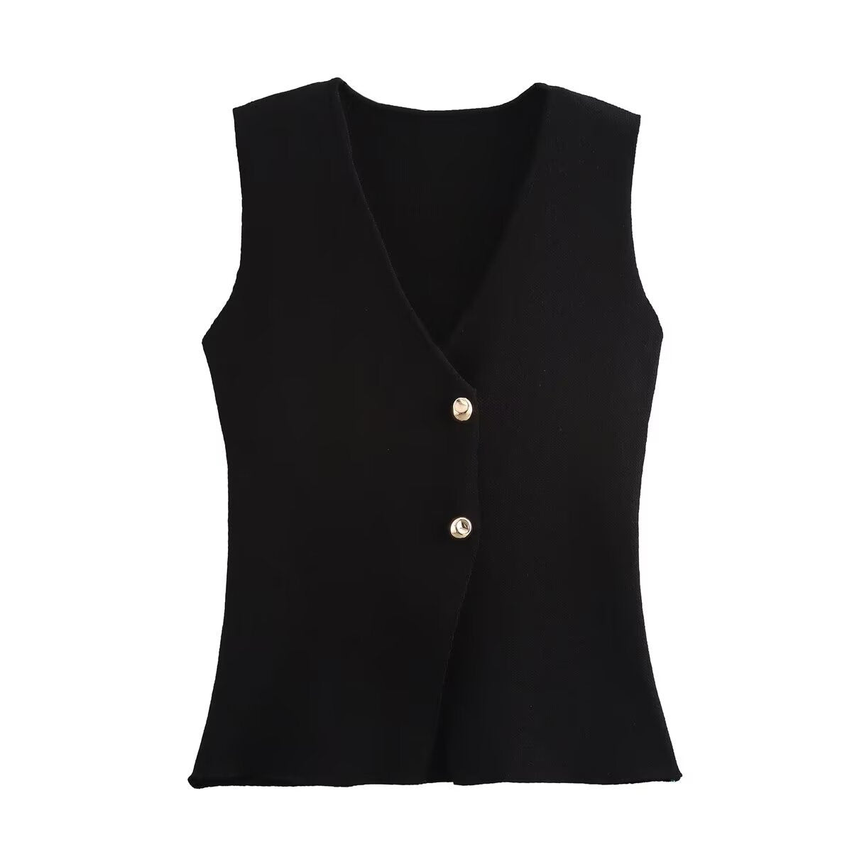V-neck Button Knitted Vest & Pleated Skirt Set
