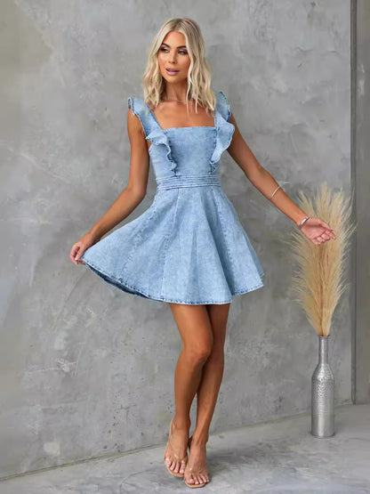 Fashion casual backless denim dress