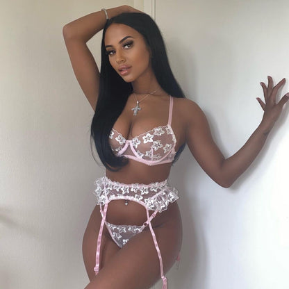 New Style Flower Embroidery Underwire Sexy Bra