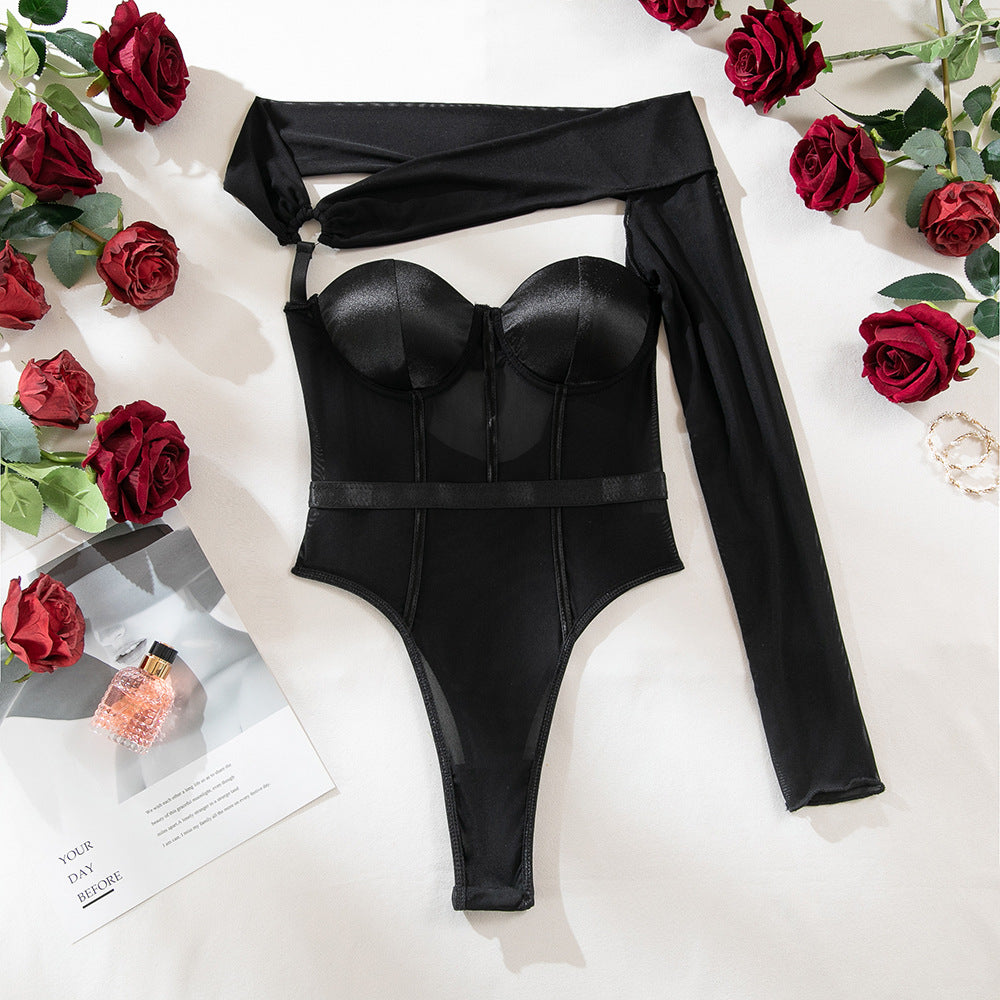 Sexy One Shoulder Sleeve Shaping Bodysuit