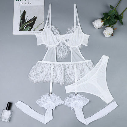 Fishnet Lace Hollow Suspender Sexy Lingerie