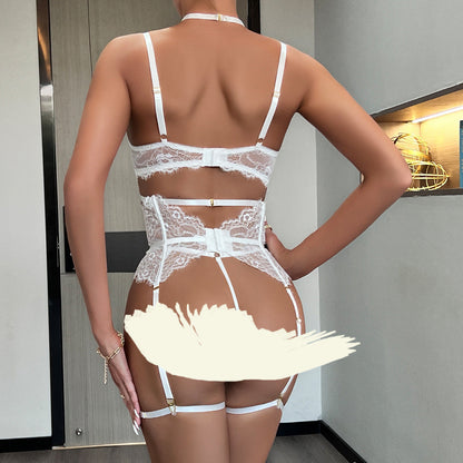 Sexy Lingerie 3 Piece Set With Lace Eyelash Stitching