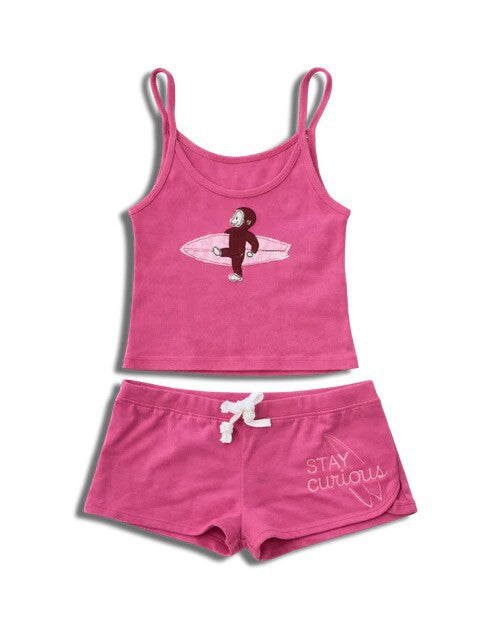 Stay Curious Monkey Graphic Tank Top & Shorts Set
