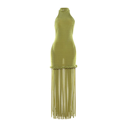 Melissa Velvet Tassel Maxi Dress