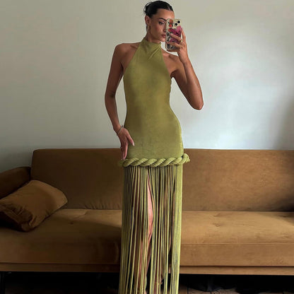 Melissa Velvet Tassel Maxi Dress