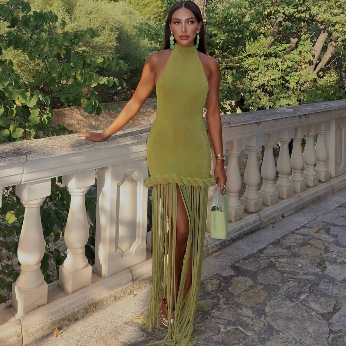 Melissa Velvet Tassel Maxi Dress