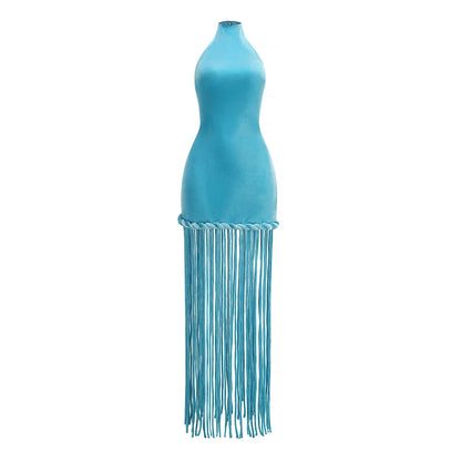 Melissa Velvet Tassel Maxi Dress