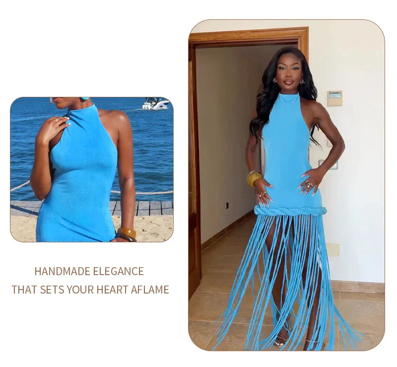 Melissa Velvet Tassel Maxi Dress