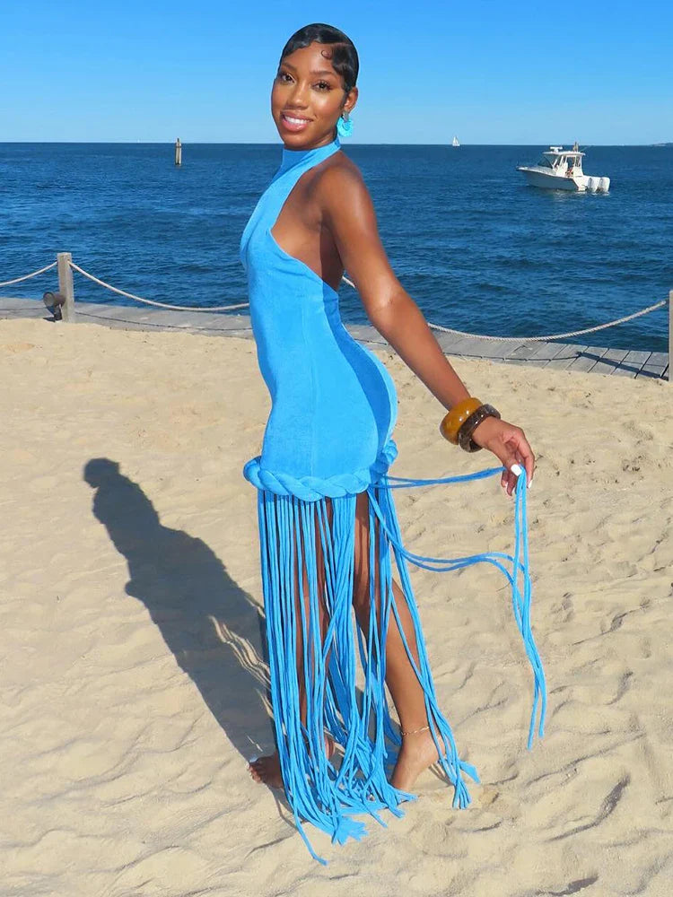 Melissa Velvet Tassel Maxi Dress