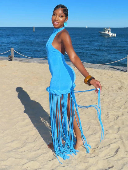 Melissa Velvet Tassel Maxi Dress
