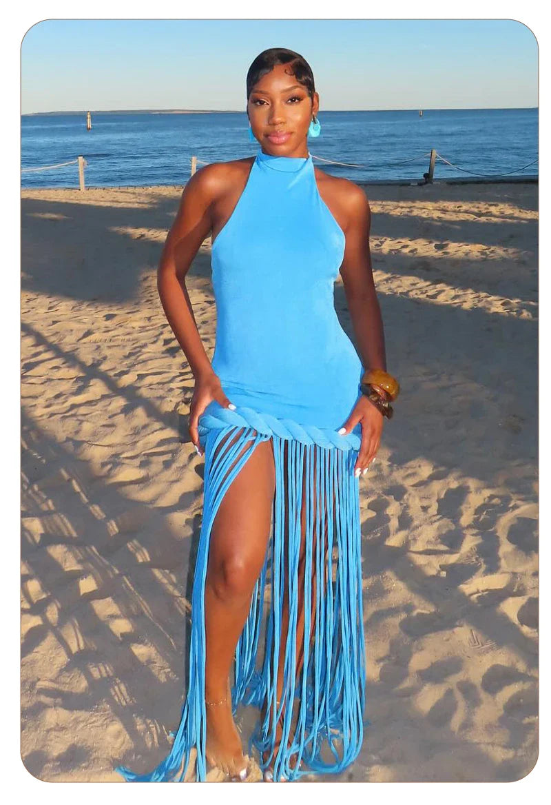 Melissa Velvet Tassel Maxi Dress