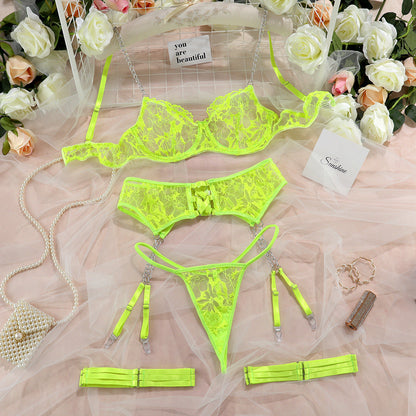 Mesh Embroidery Hollow Cross Sexy Underwear