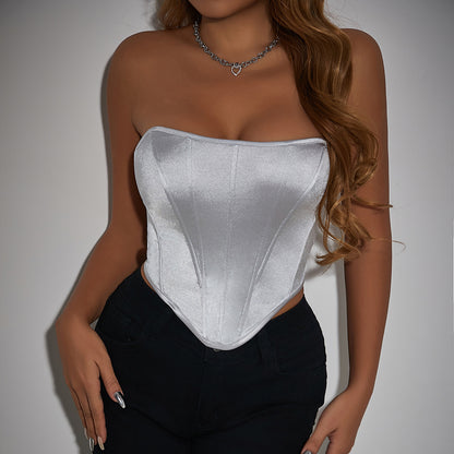 Glossy Tube Top Diamond-Shaped Corset Chest-Wrapped Vest