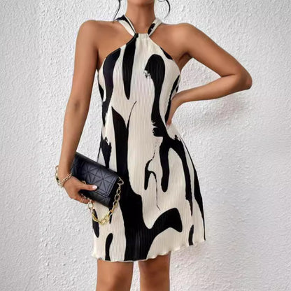 Fashion Casual Printing Halter Dress