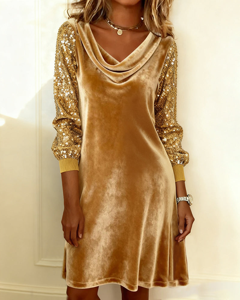 Elegant Velvet And Sequined Dress
