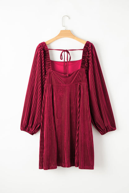 Tie-Back Square Neck Velvet Dress