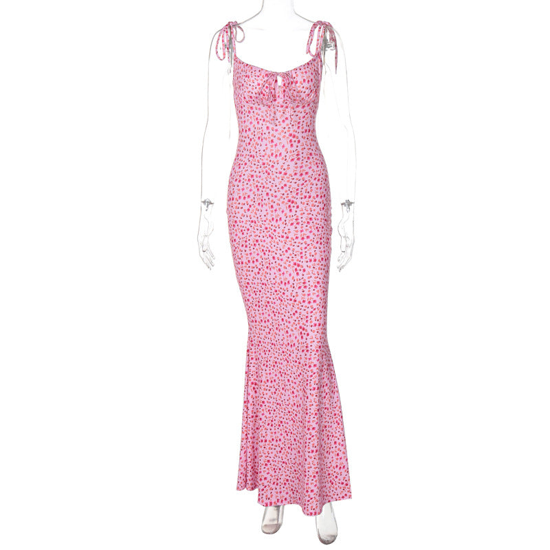 Small Floral Strap Large Swing Skirt