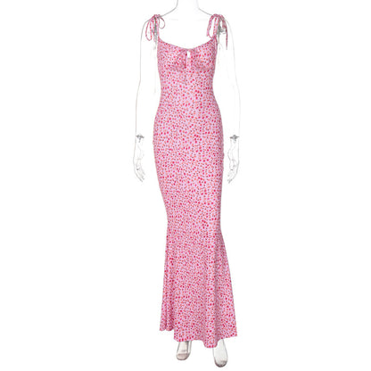 Small Floral Strap Large Swing Skirt