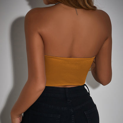 Glossy Tube Top Diamond-Shaped Corset Chest-Wrapped Vest