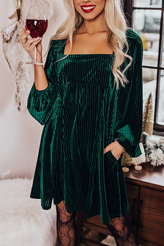 Tie-Back Square Neck Velvet Dress