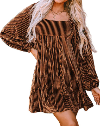 Tie-Back Square Neck Velvet Dress