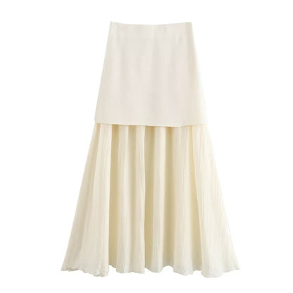 V-neck Button Knitted Vest & Pleated Skirt Set