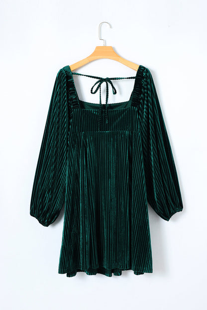 Tie-Back Square Neck Velvet Dress