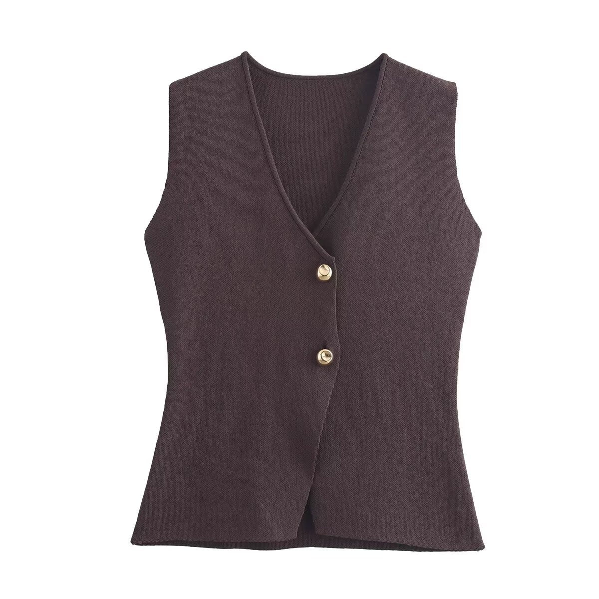 V-neck Button Knitted Vest & Pleated Skirt Set