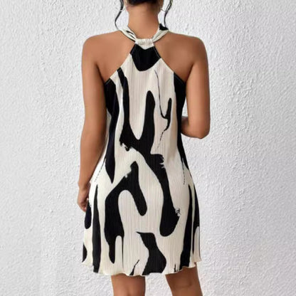 Fashion Casual Printing Halter Dress