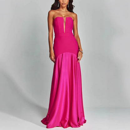 Stitching Chest Wrap Casual Party Sleeveless Dress