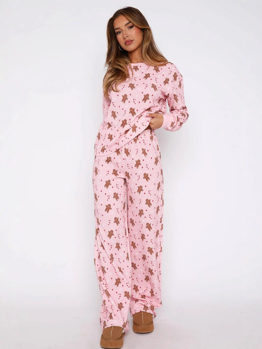 Christmas Printed Long Sleeve Long Pants Home Wear