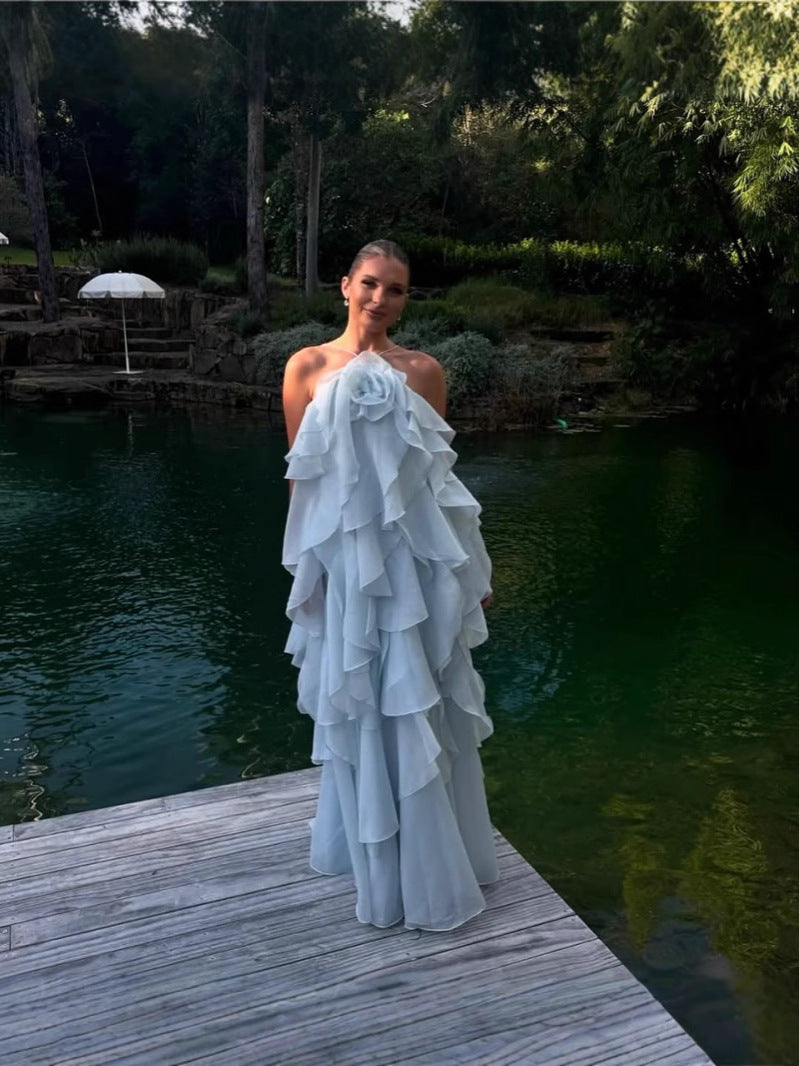 Casual Style Ruffled Halter Dress