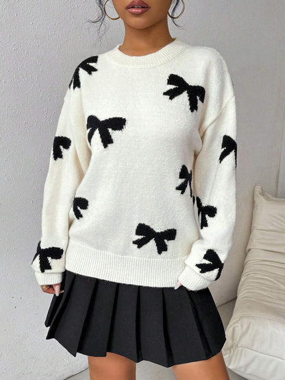 Autumn and Winter New Bow Long-Sleeved Sweater