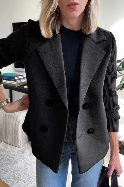 Premium Chic Knit-Sleeve Blazer