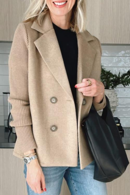 Premium Chic Knit-Sleeve Blazer