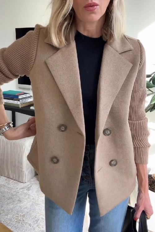 Premium Chic Knit-Sleeve Blazer