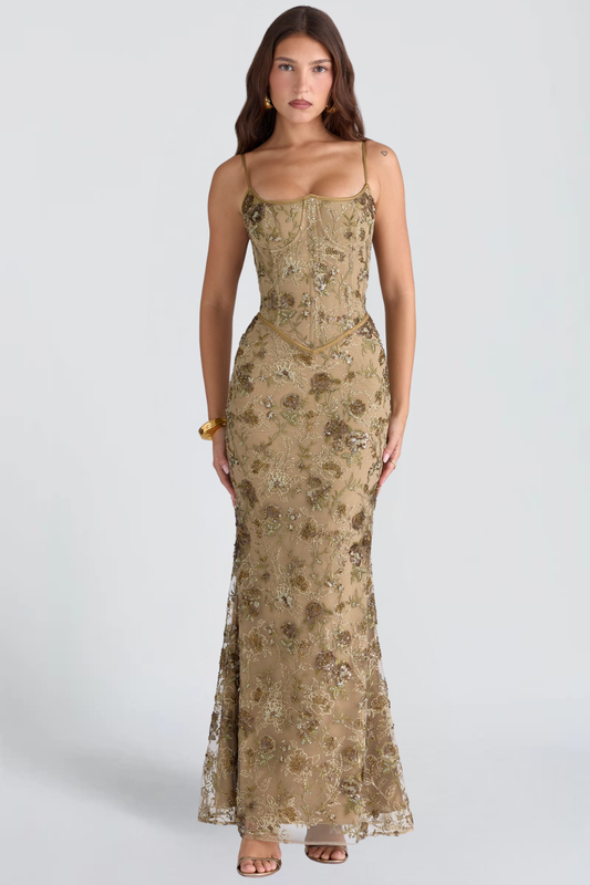 Musbabe™ Naima Maxi Dress | Elegant Slim Fit Long Evening Dress